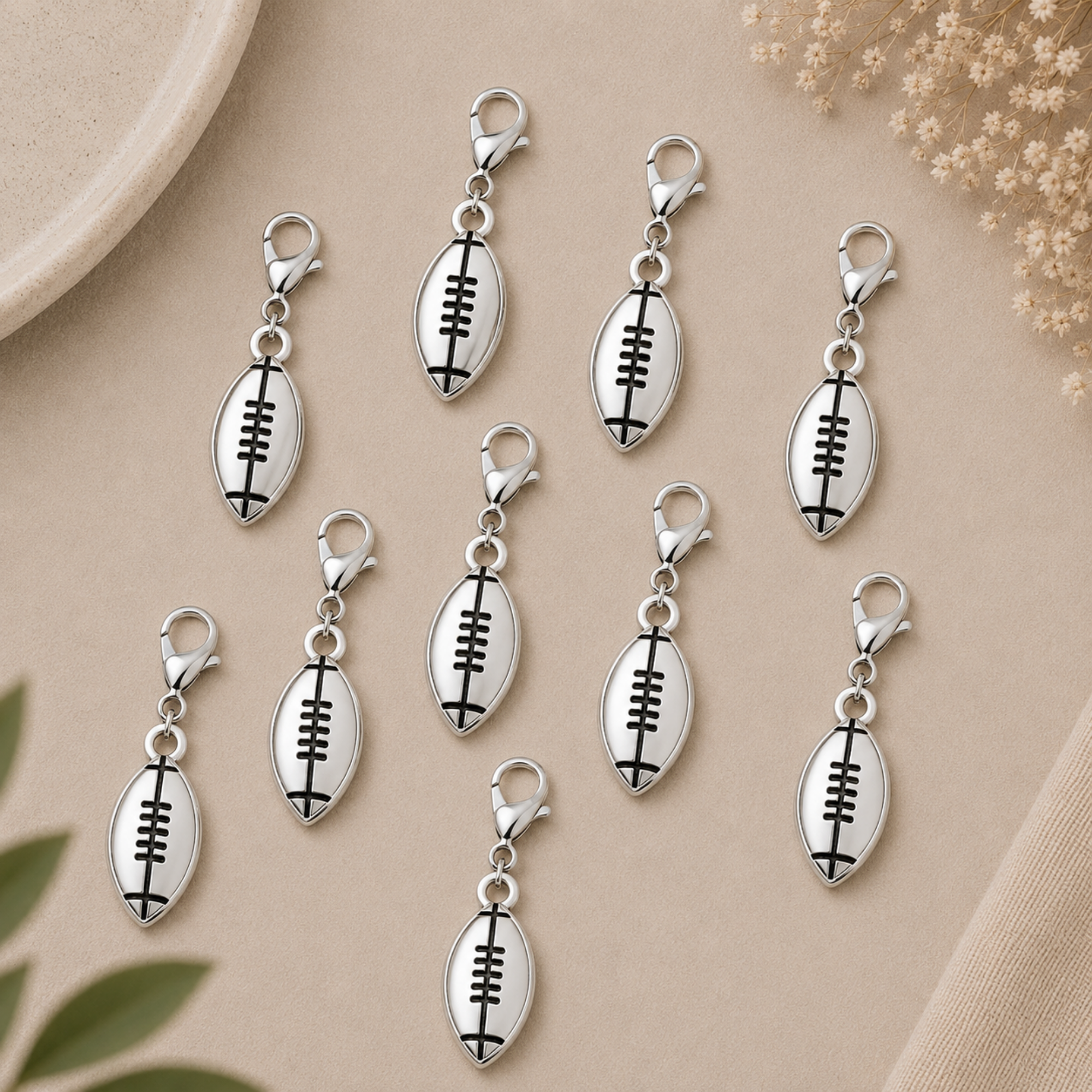 Football Clip On Zipper Pull