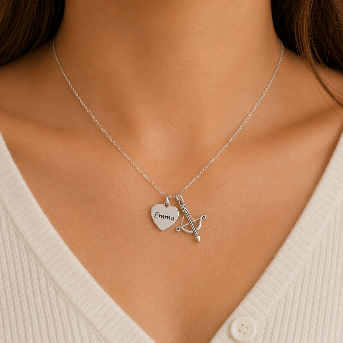 Personalized Archery Necklace – Custom Name Bow & Arrow Necklace