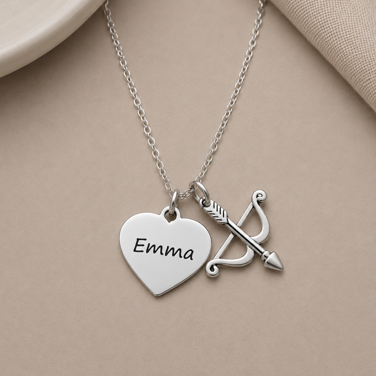 Personalized Archery Necklace – Custom Name Bow & Arrow Necklace