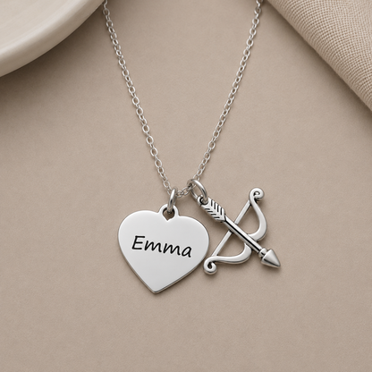 Personalized Archery Necklace – Custom Name Bow & Arrow Necklace