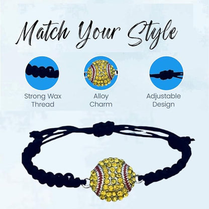 Softball Bracelet - Adjustable Charm Rope Bracelet