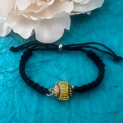 Softball Bracelet - Adjustable Charm Rope Bracelet