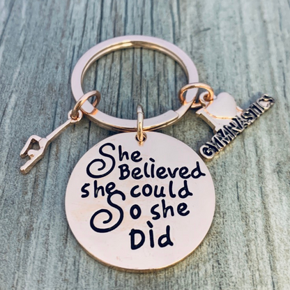 Gymnastics She Believed She Could So She Did Keychain