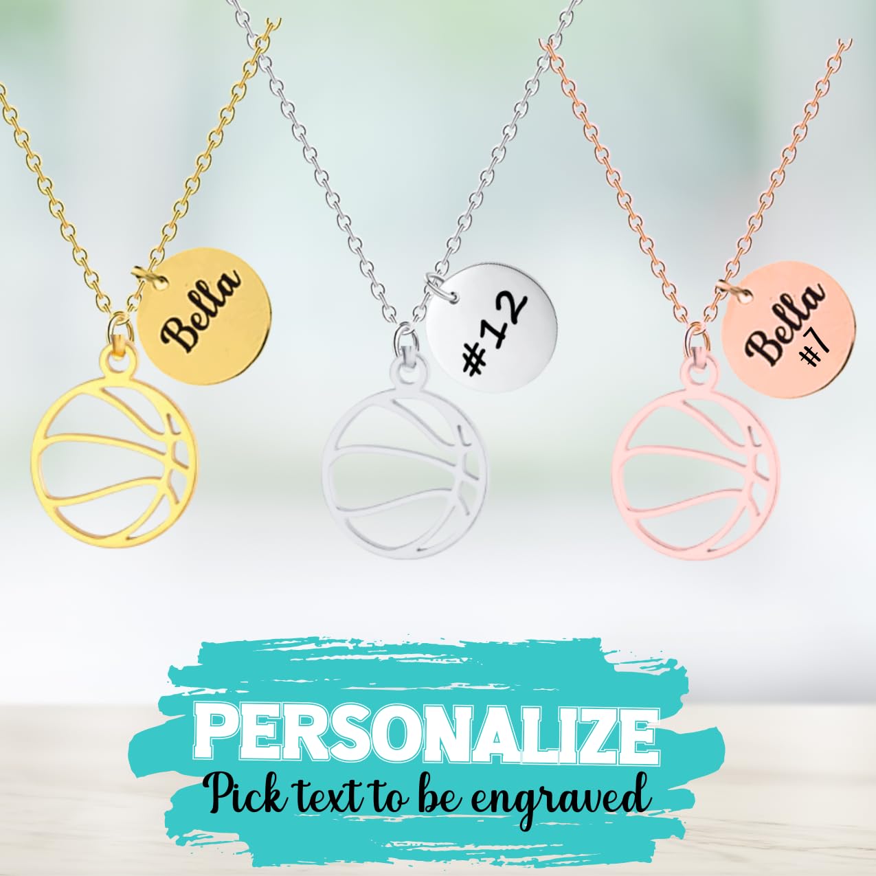 Personalized Basketball Stainless Steel Necklace