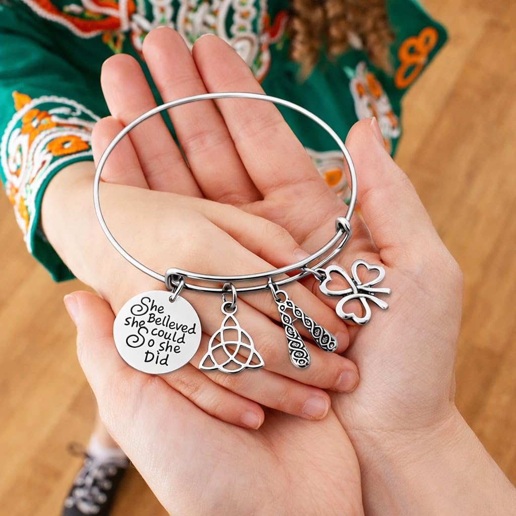 Irish Dance Bangle Charm Bracelet