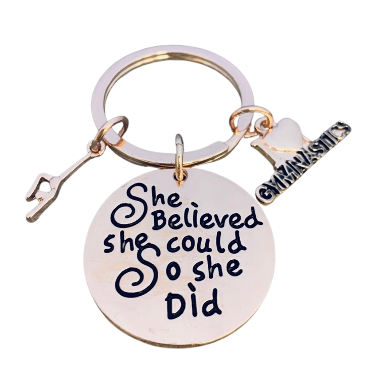 Gymnastics She Believed She Could So She Did Keychain
