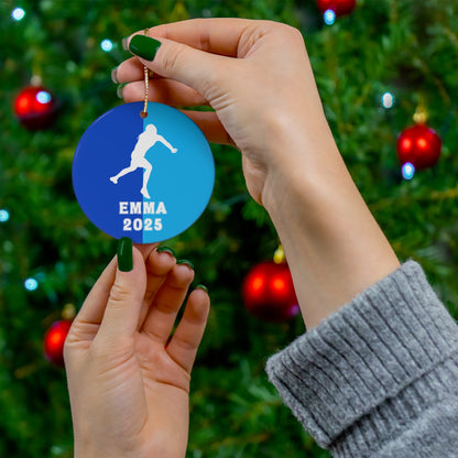 Shot Put Ornament, 2025 Personalized Girls Track and Field Christmas Ornament, Ceramic Tree Ornament