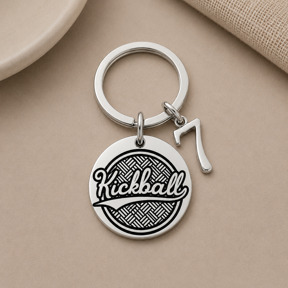 Personalized Kickball Charm Keychain