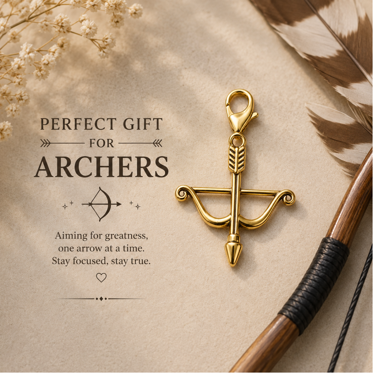 Archery Bow & Arrow Clip On Zipper Pull