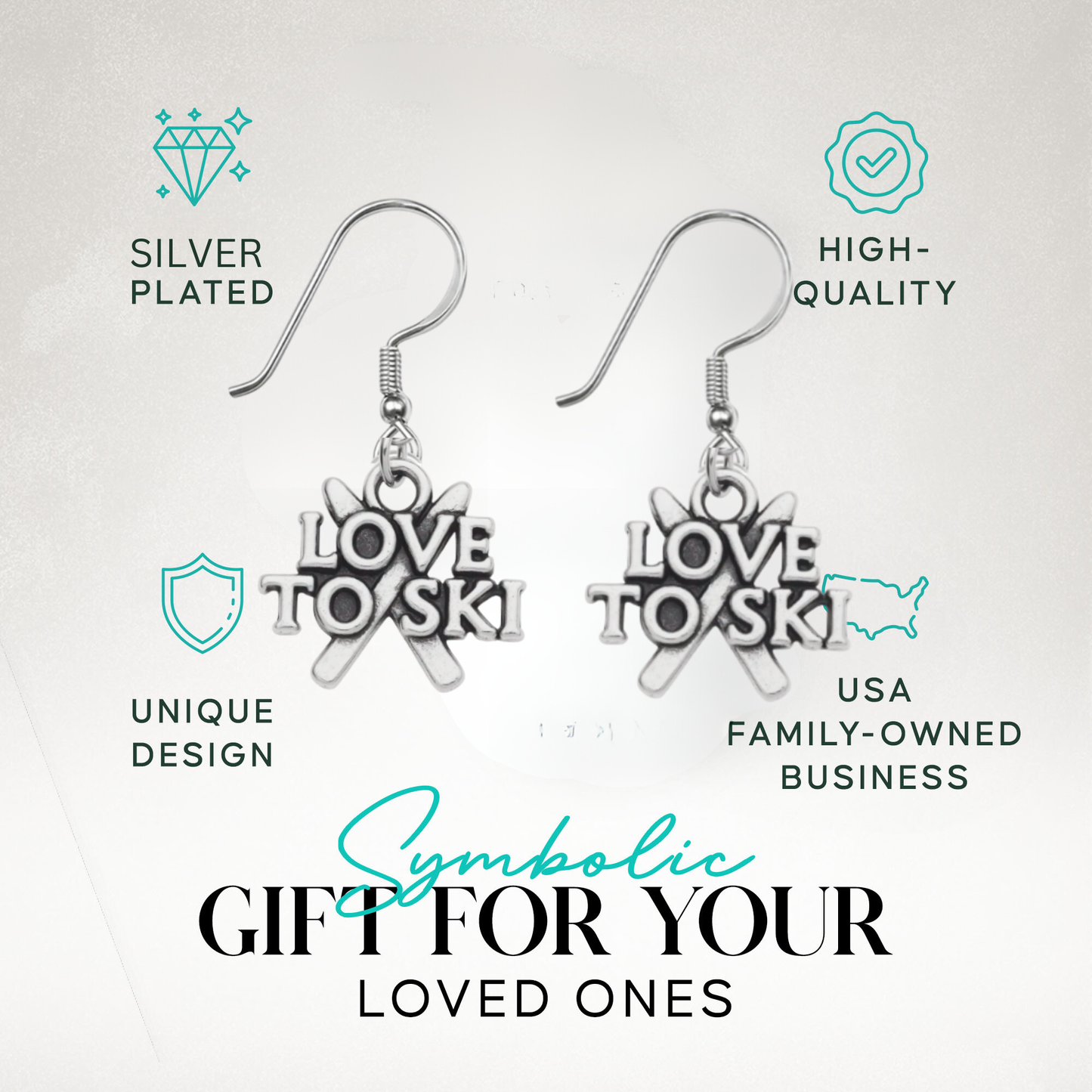 Ski Earrings – Love to Ski & Skier Dangle Earrings | Sportybella Winter Sports Jewelry
