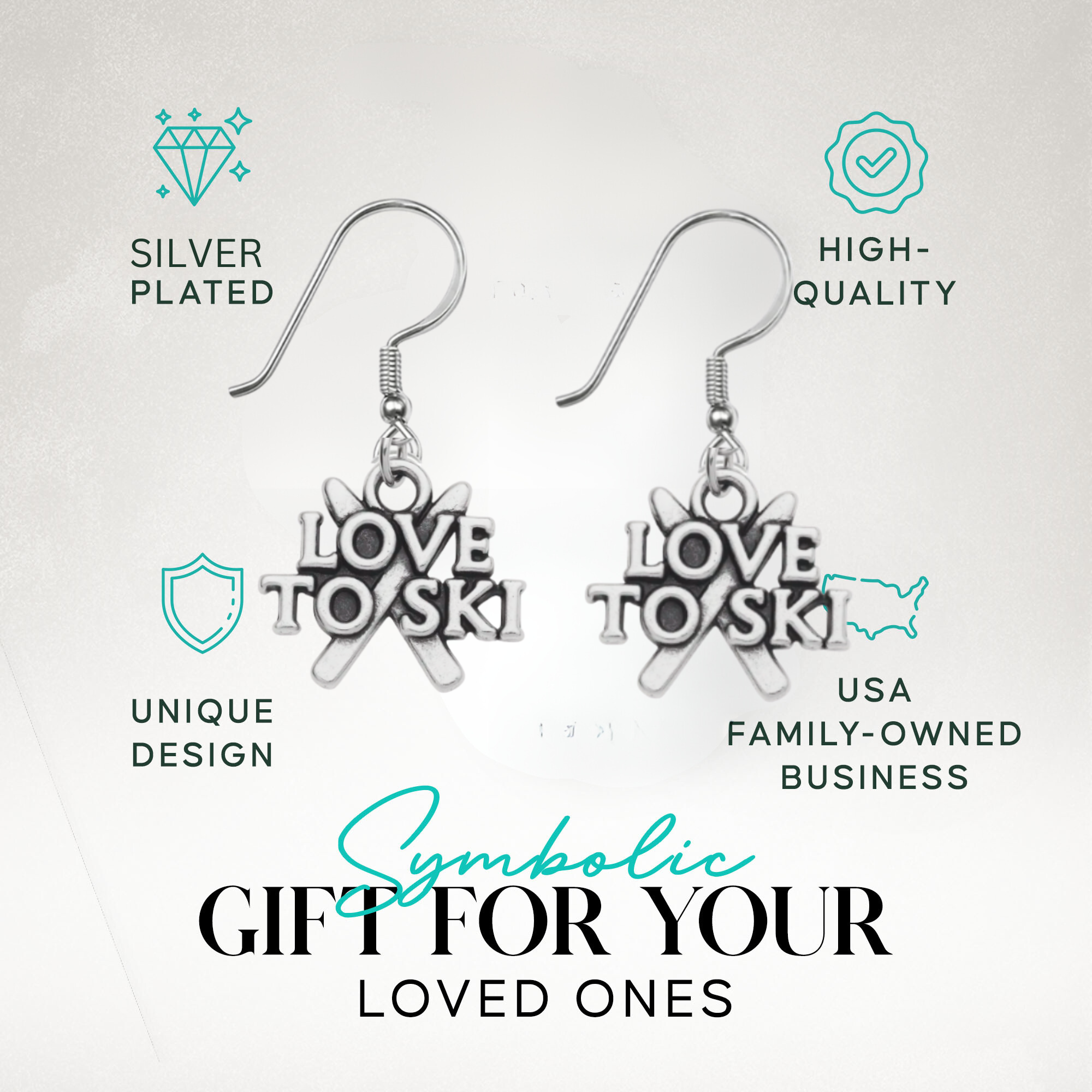Ski Earrings – Love to Ski & Skier Dangle Earrings | Sportybella Winter Sports Jewelry