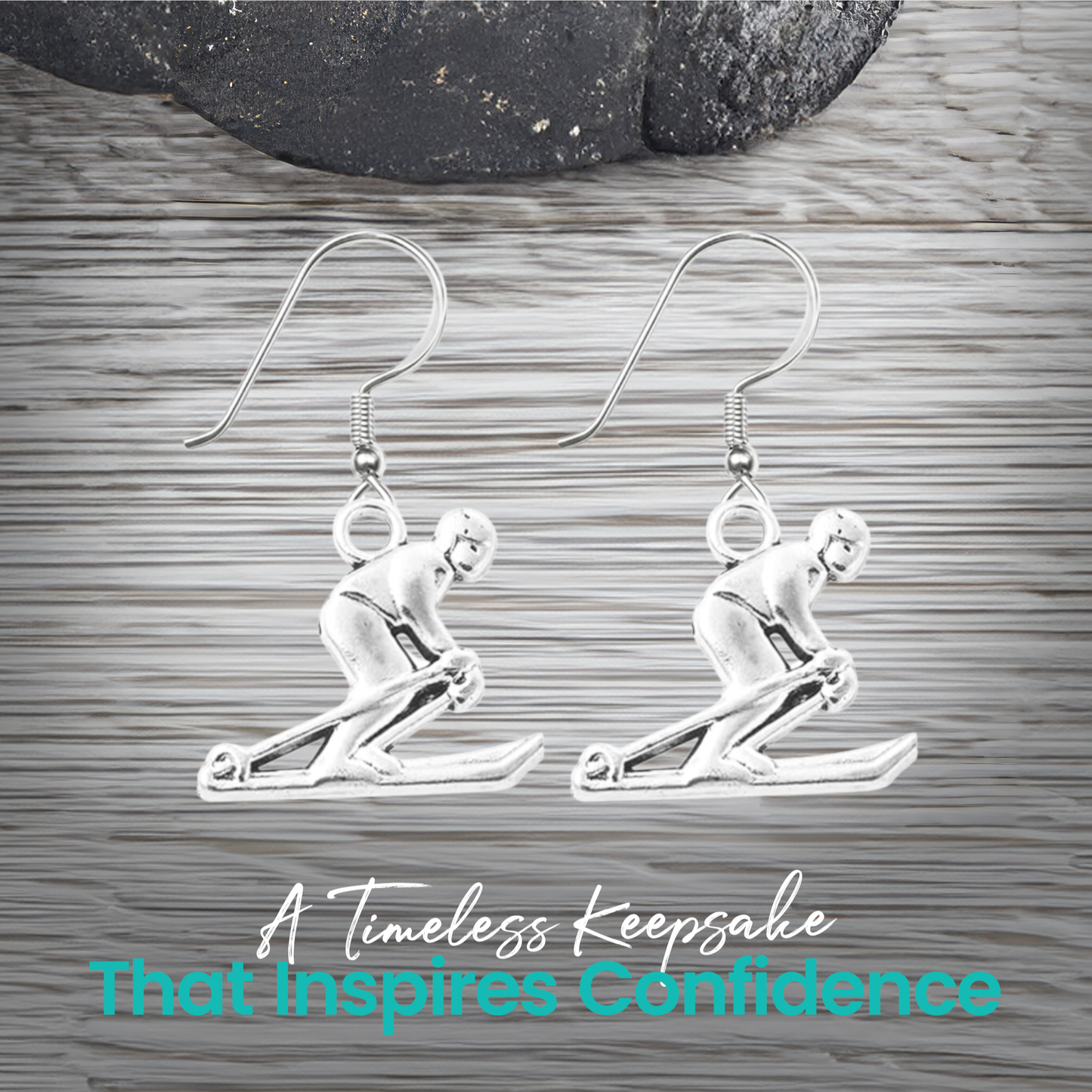 Ski Earrings – Love to Ski & Skier Dangle Earrings | Sportybella Winter Sports Jewelry