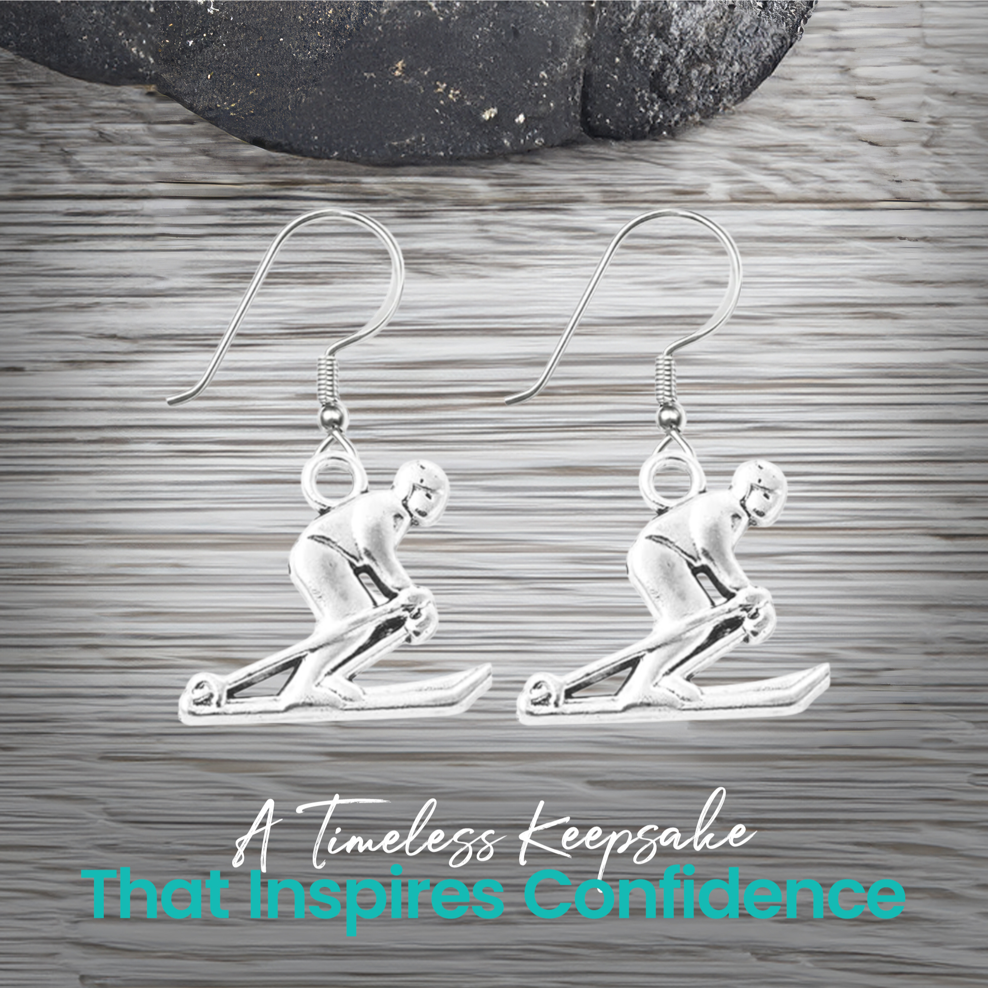 Ski Earrings – Love to Ski & Skier Dangle Earrings | Sportybella Winter Sports Jewelry