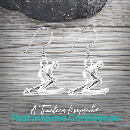 Ski Earrings – Love to Ski & Skier Dangle Earrings | Sportybella Winter Sports Jewelry