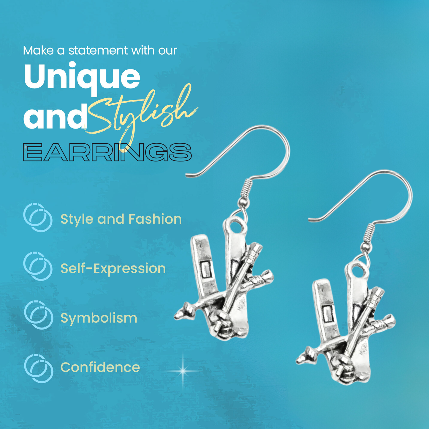 Ski Earrings – Love to Ski & Skier Dangle Earrings | Sportybella Winter Sports Jewelry