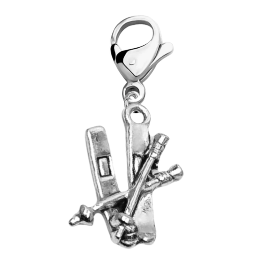 Ski Zipper Pull Charm – Skier, Love to Ski & Ski Equipment Clip Charm | Sportybella