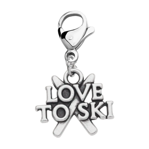 Ski Zipper Pull Charm – Skier, Love to Ski & Ski Equipment Clip Charm | Sportybella