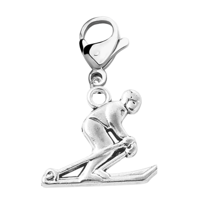 Ski Zipper Pull Charm – Skier, Love to Ski & Ski Equipment Clip Charm | Sportybella