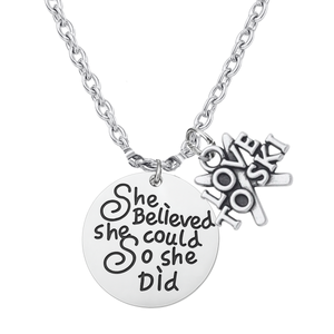 She Believed She Could So She Did Ski Necklace – Inspirational Skier Pendant | Sportybella