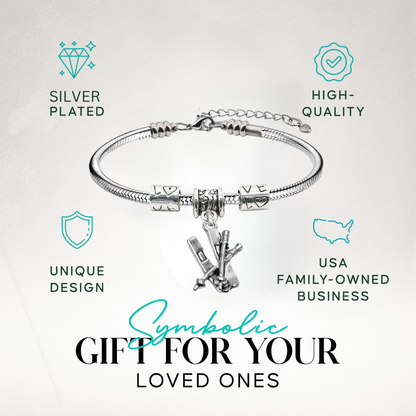 Love to Ski Bracelet – Snake Chain Ski Charm Bracelet with Extender | Sportybella