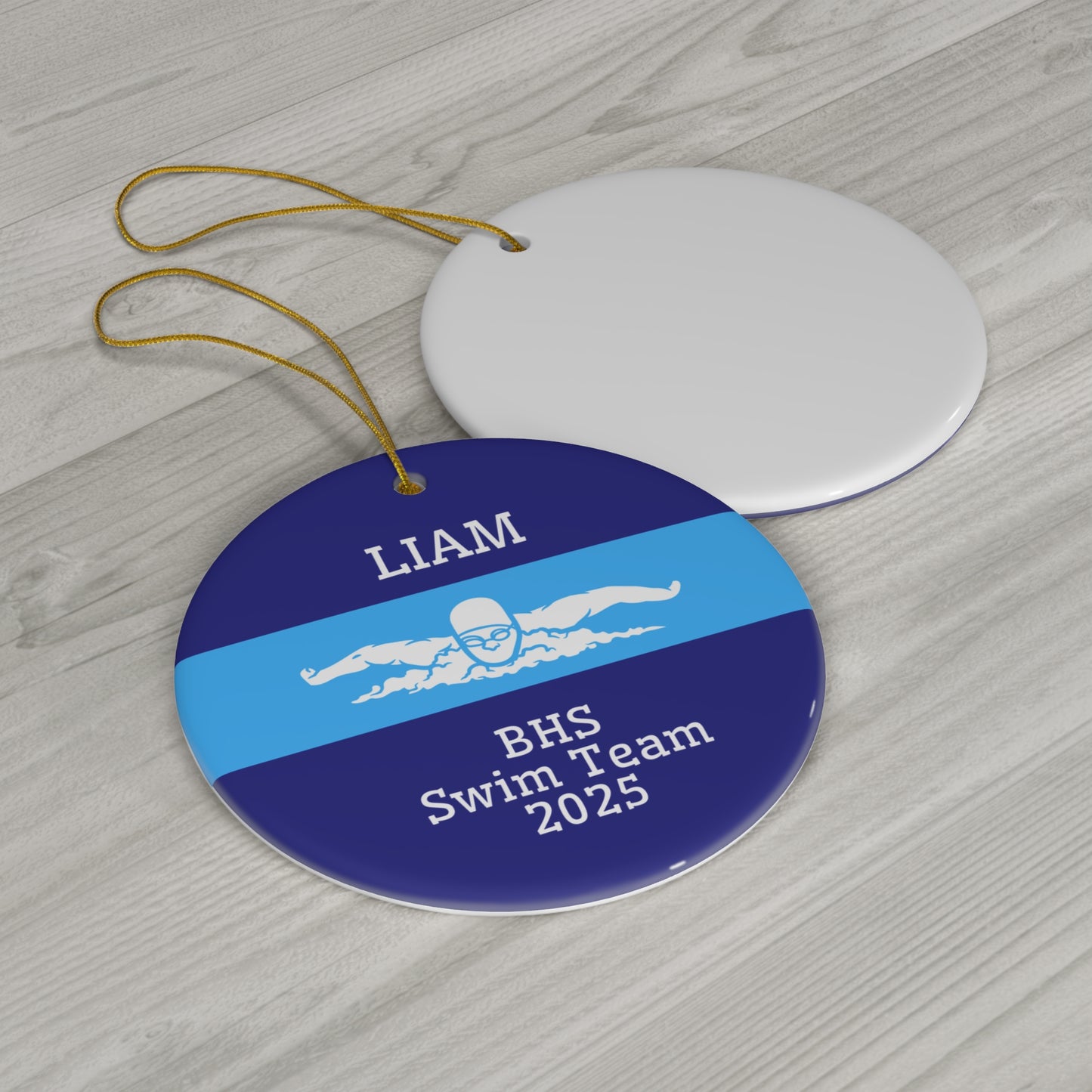 Swimmer Ornament, 2025 Personalized Boys Swimmer Christmas Ornament, Funny Ceramic Tree Ornament, Gift for Dad, Husband, Friend