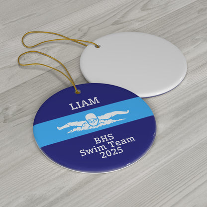Swimmer Ornament, 2025 Personalized Boys Swimmer Christmas Ornament, Funny Ceramic Tree Ornament, Gift for Dad, Husband, Friend