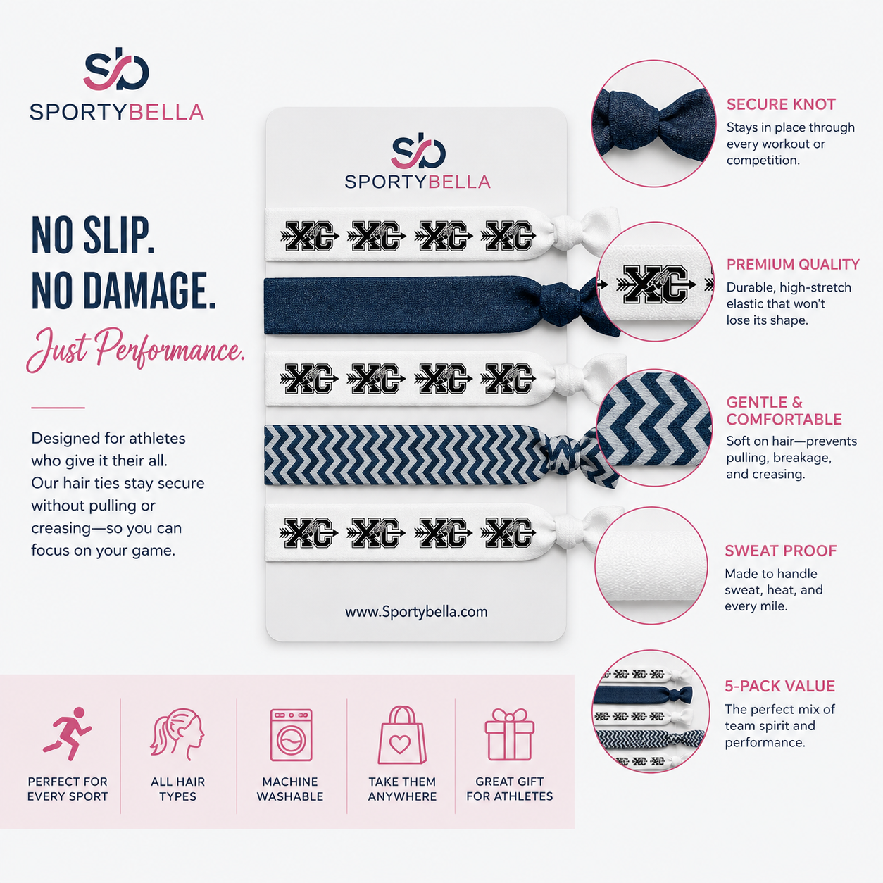 Cross Country Hair Ties- Pick Color