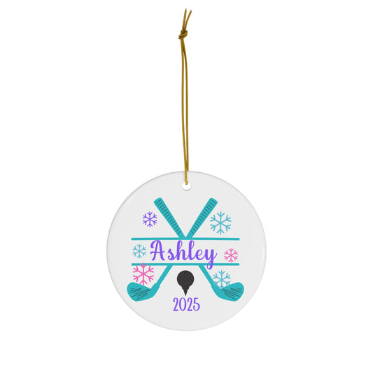 Personalized Girls Golf Christmas Ornament