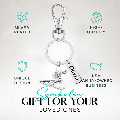 Personalized Ski & Snowboard Keychain – Custom Name Tag with Love to Ski, Skier, or Snowboard Charm | Sportybella
