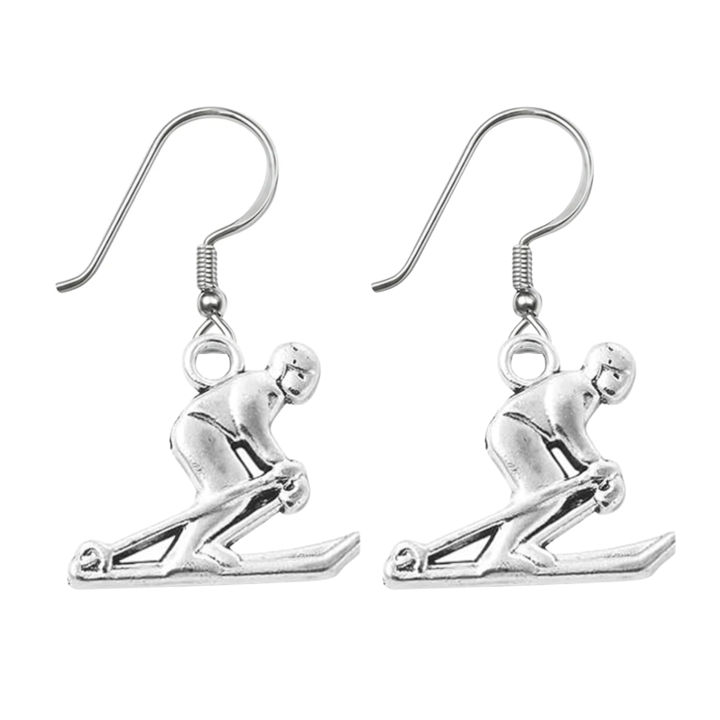 Ski Earrings – Love to Ski & Skier Dangle Earrings | Sportybella Winter Sports Jewelry