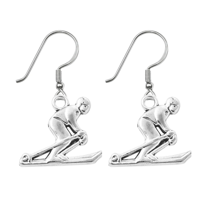 Ski Earrings – Love to Ski & Skier Dangle Earrings | Sportybella Winter Sports Jewelry