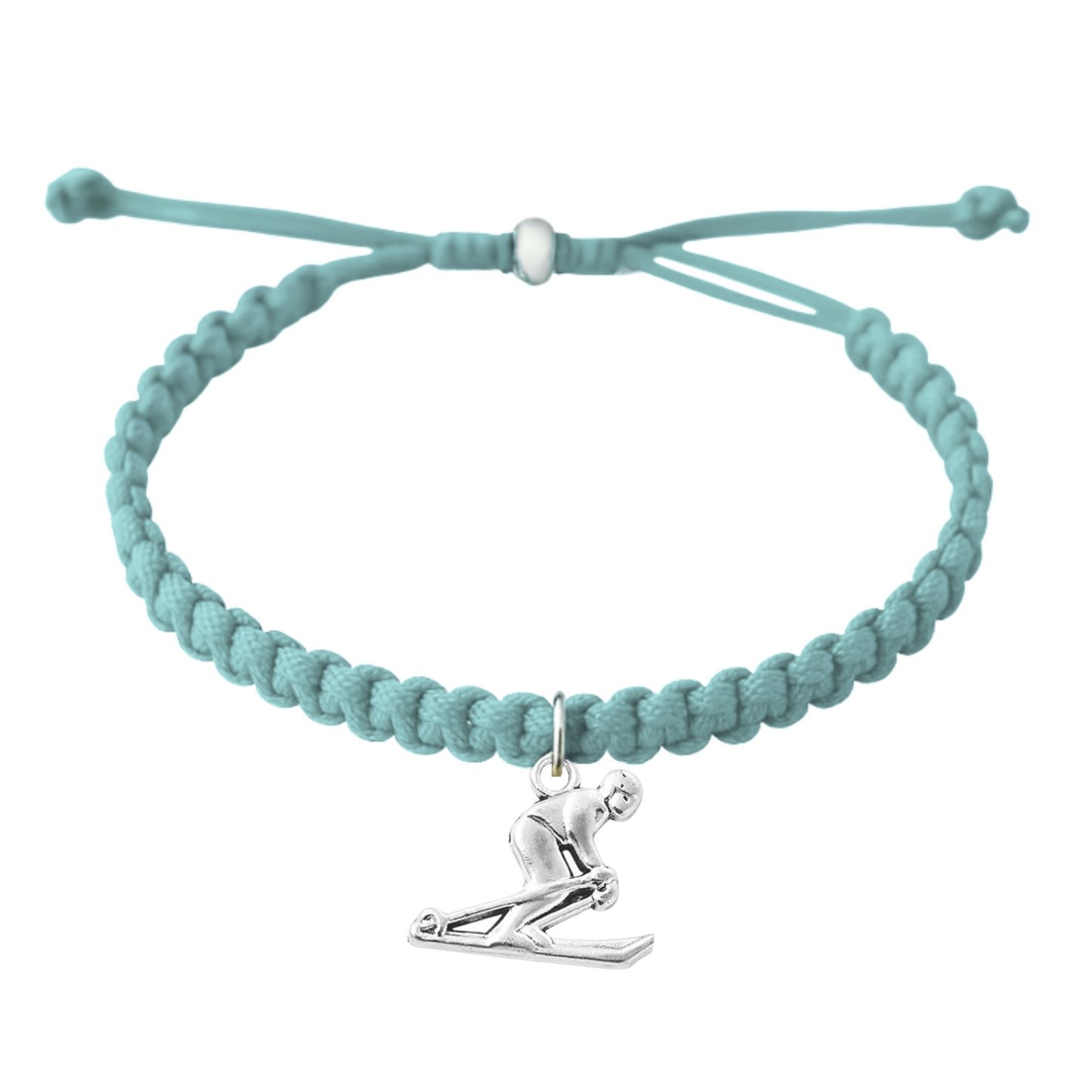 Skier Rope Bracelet – Adjustable Macramé Ski Charm Bracelet | Pick Color