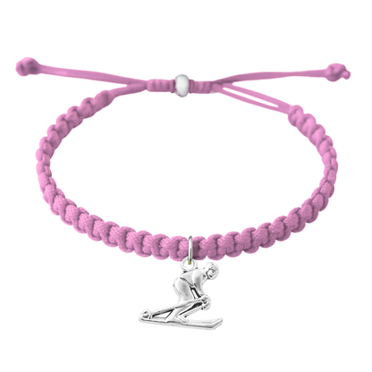 Skier Rope Bracelet – Adjustable Macramé Ski Charm Bracelet | Pick Color