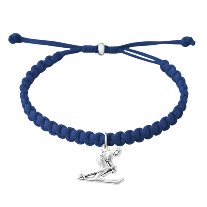 Skier Rope Bracelet – Adjustable Macramé Ski Charm Bracelet | Pick Color