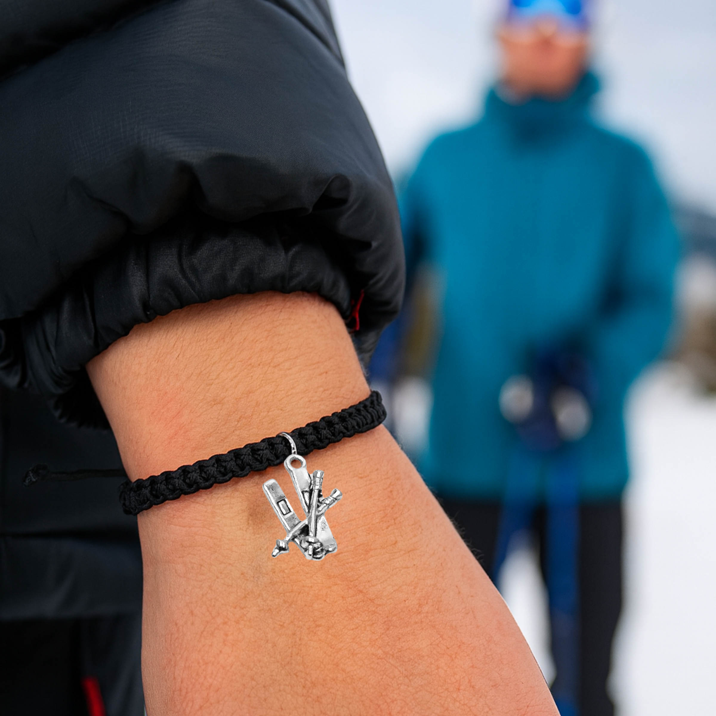Snowboard Rope Bracelet – Adjustable Macramé Ski Charm Bracelet | Pick Color