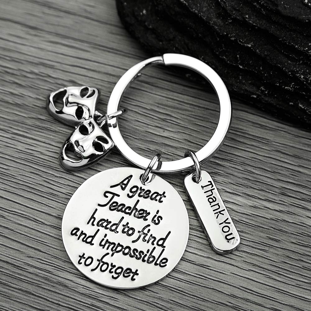 Drama Teacher Gift, Great Teacher is Hard to Find But Impossible to Forget Keychain - Infinity Collection