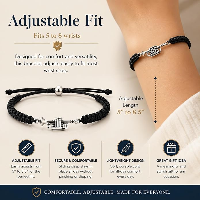 Trumpet Adjustable Rope Bracelet