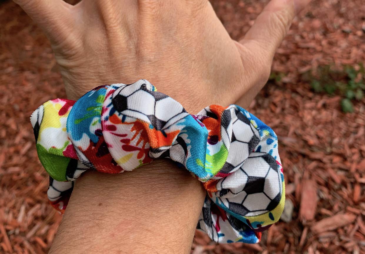 Soccer Premium Velvet Scrunchie - Colorful