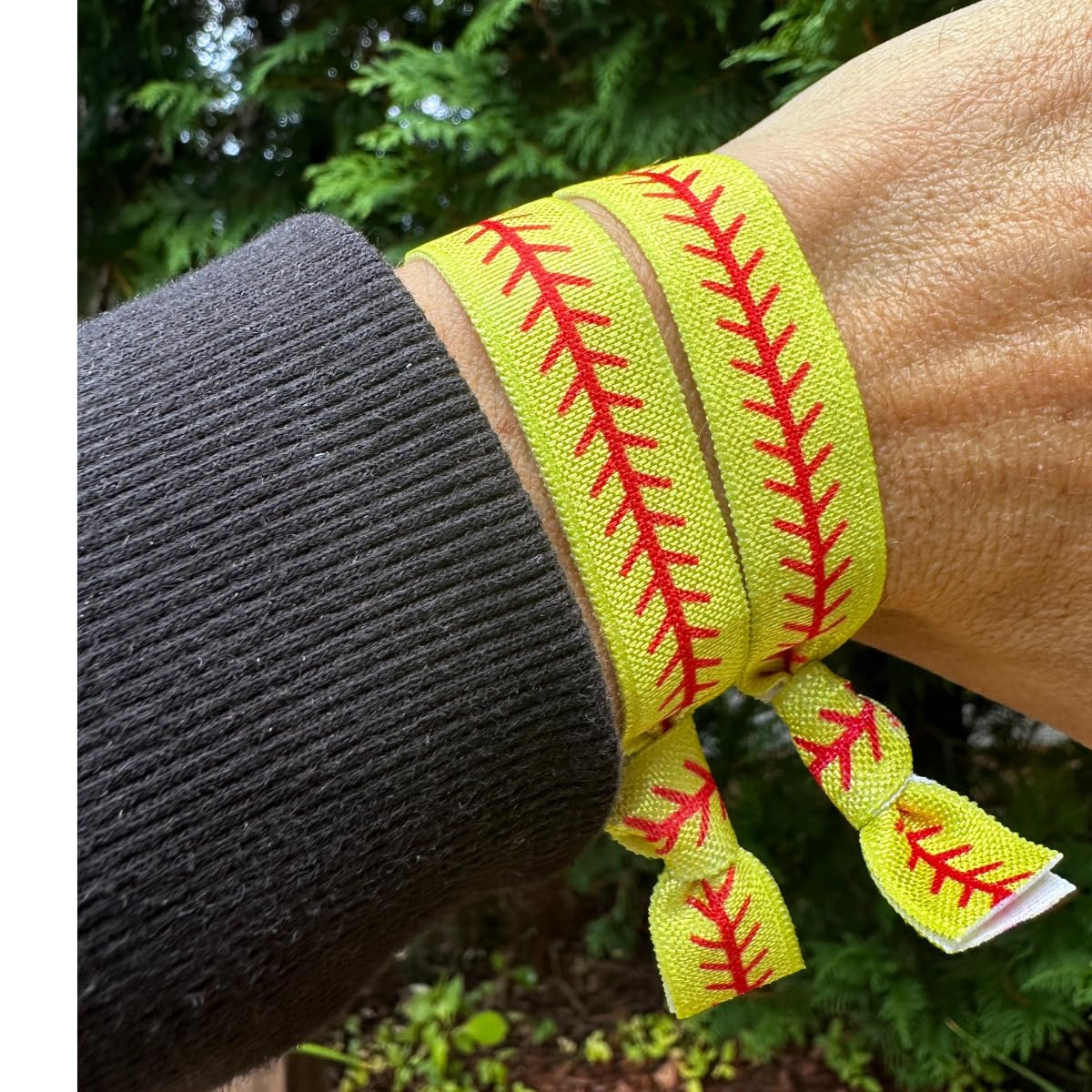Softball Stitch Hair Ties - 5pc Sets