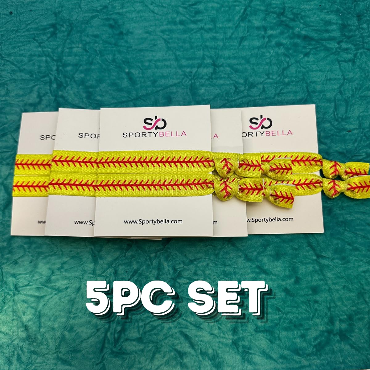 Softball Stitch Hair Ties - 5pc Sets