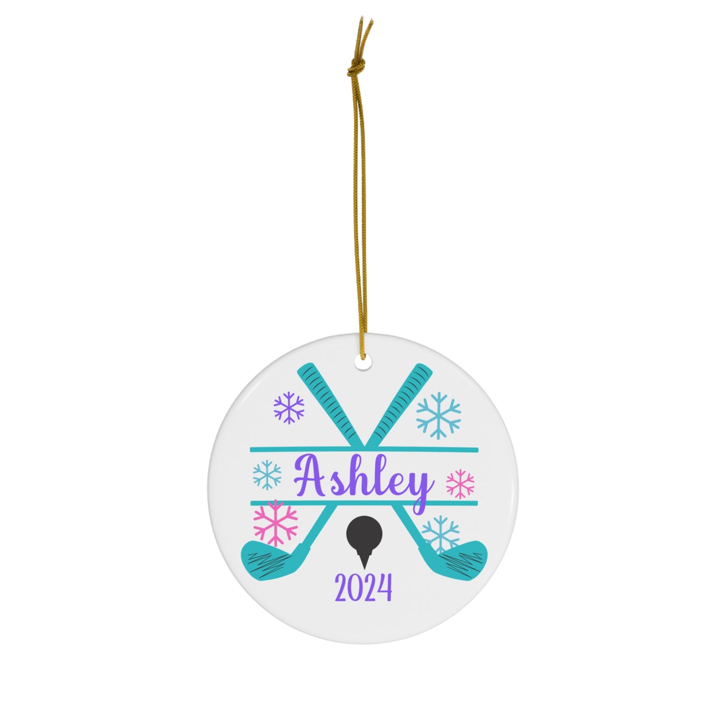 Personalized Christmas Ceramic Golf Ornament