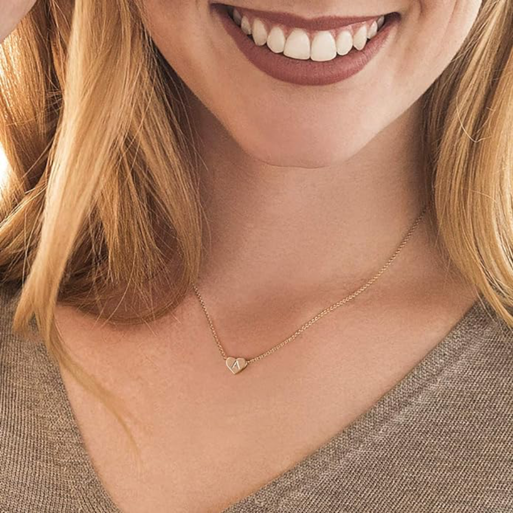 Gymnastics Heart Initial Necklace