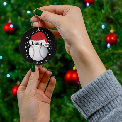 Baseball Ornament, Personalized Baseball Christmas Ornament, Ceramic Tree Ornament for Baseball Players