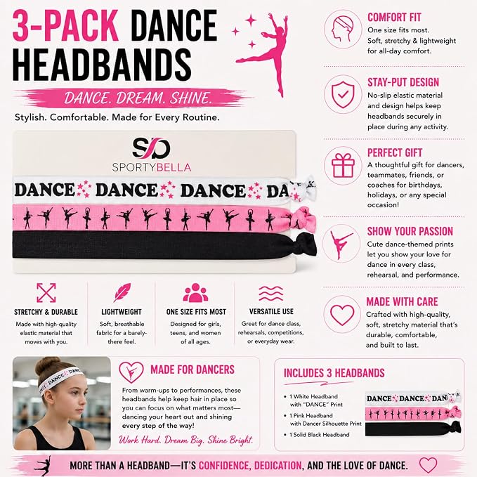 Girls Dance Infinity Bracelet and Headbands Set