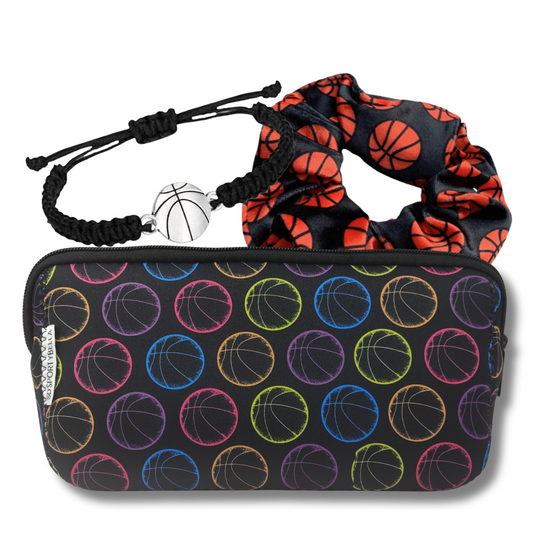 Basketball Cosmetic Bag & Scrunchie Gift Bundle