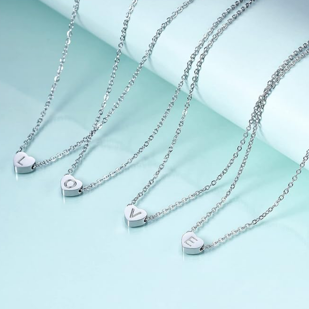 Gymnastics Heart Initial Necklace