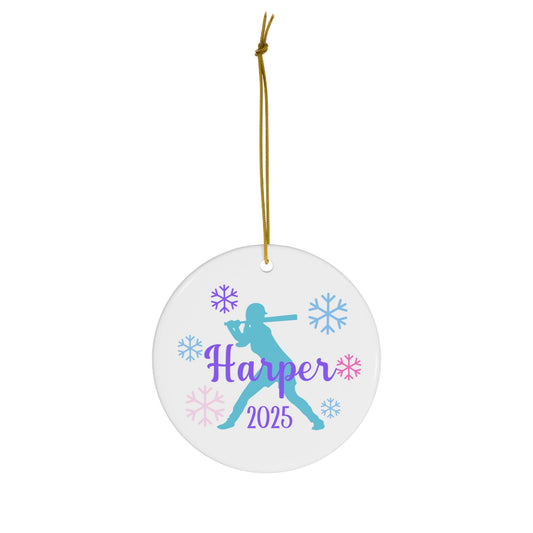 Softball Ornament, Personalized Softball Christmas Ornament, 2025 Ceramic Tree Ornament for Women, Gift for Mom, Wife, Grandma