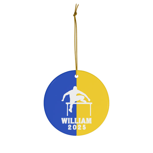 Track and Field Ornament, 2025 Personalized Boys Hurdle Christmas Ornament, Ceramic Tree Ornament For Runners