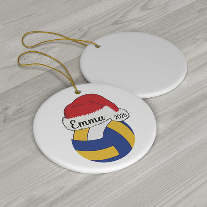 Personalized 2025 Volleyball Christmas Ornament - Christmas Hat