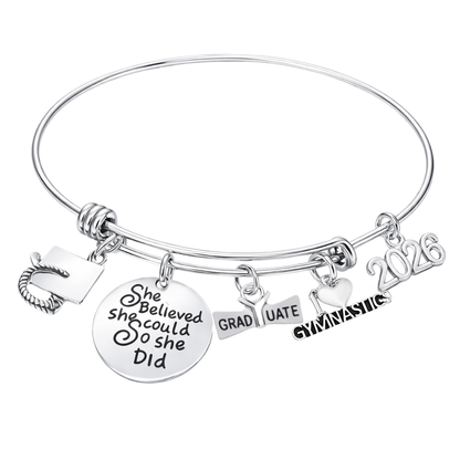 2026 Gymnastics Graduation Bangle Bracelet